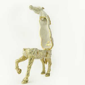 Large Golden Horse Decorated with White Crystals