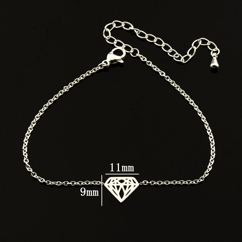 Stainless Steel Geometric Cone Pendant Bracelet