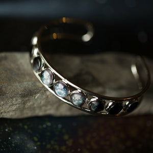 Moon Phase Silver Cuff Bracelet