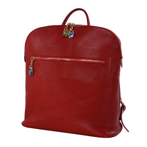 Leather Aurora Backpack - Red